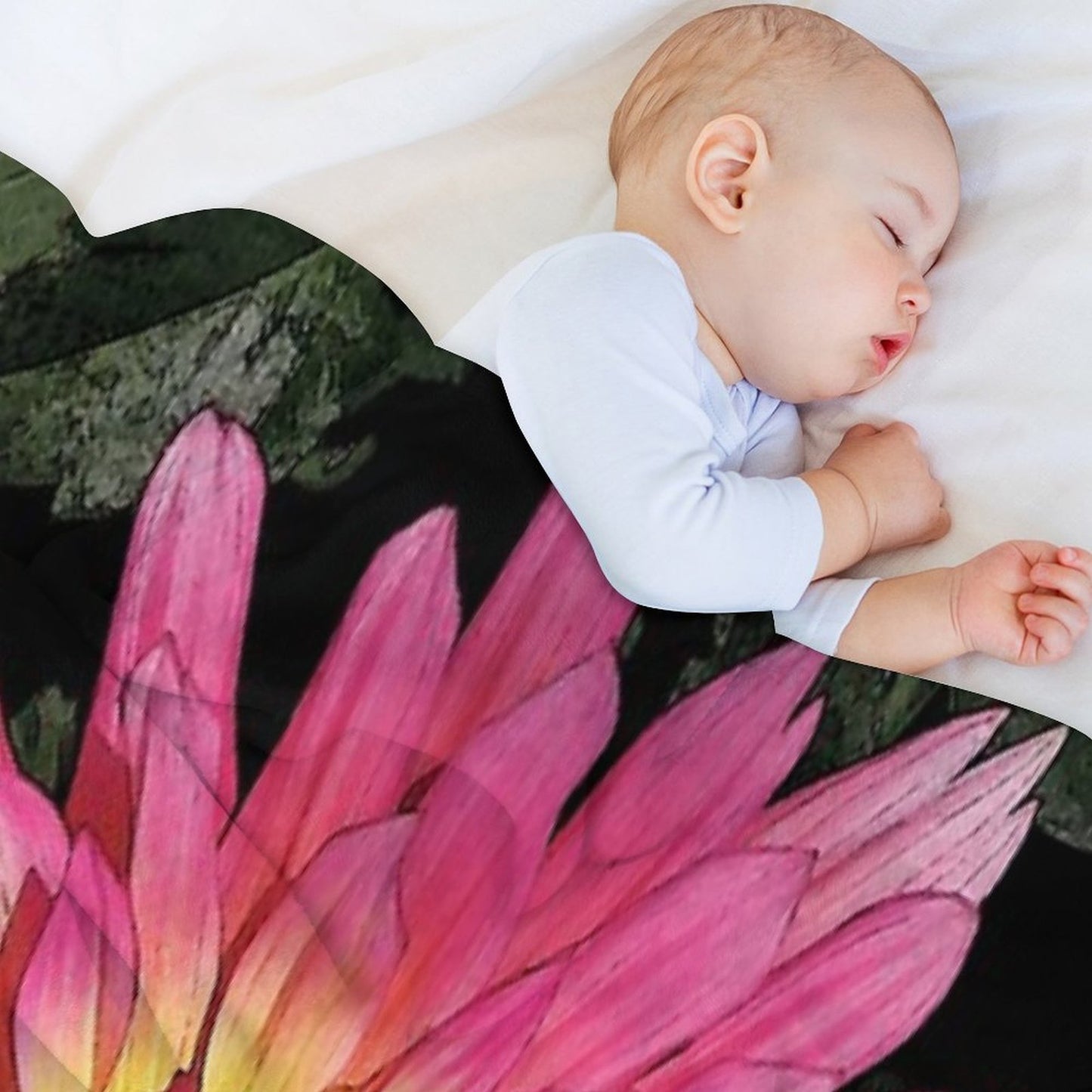 Pretty in Pink Blooming Flower Water Color Throw Blanket