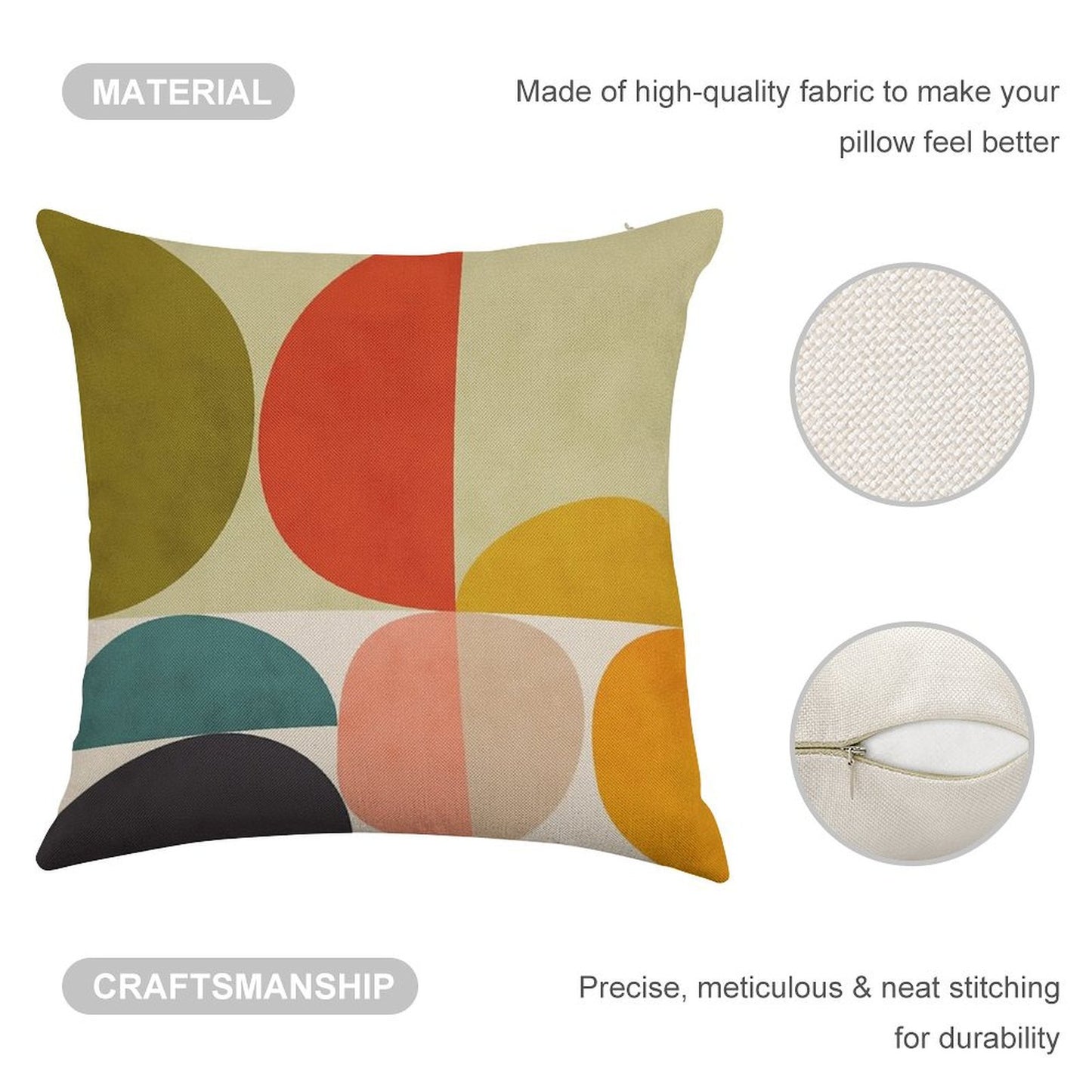 Mid Century 3 Linen Throw Pillow Cover