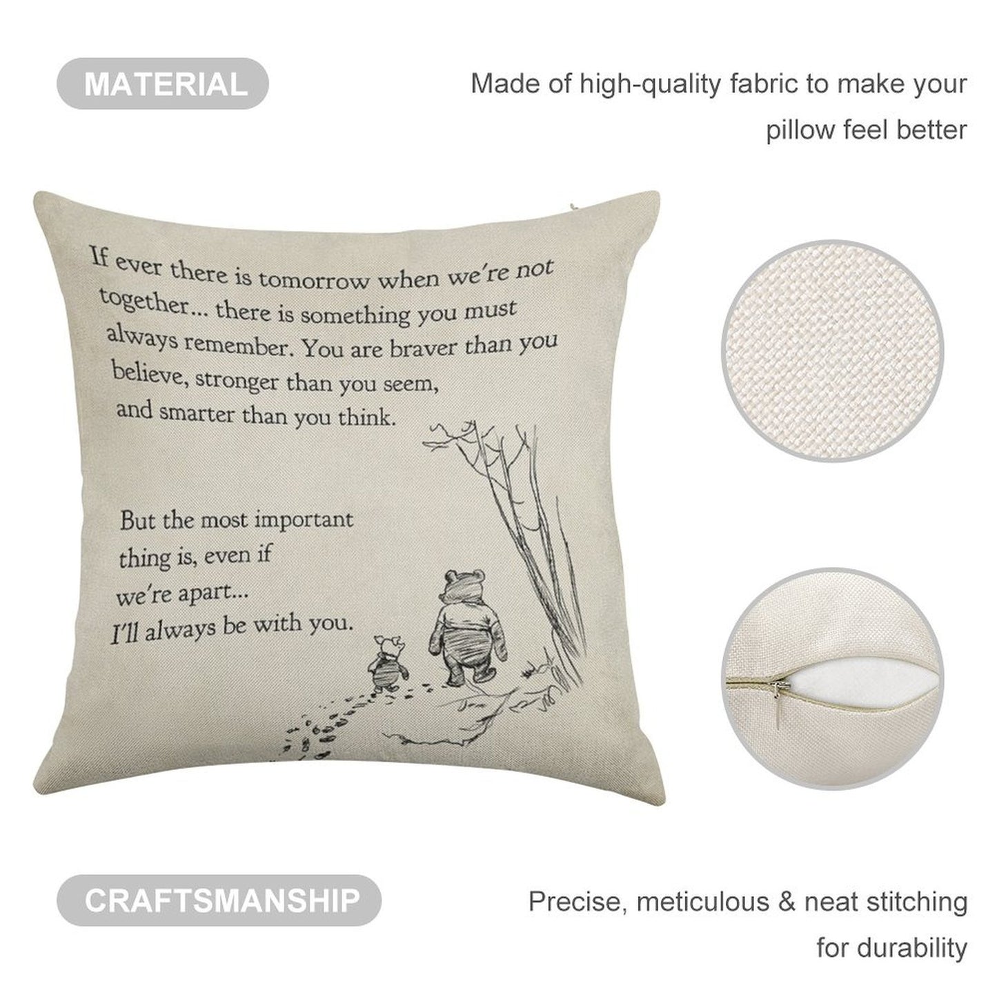 Winnie The Pooh Book Page - If Ever A Tomorrow…braver Than You Believe Linen Throw Pillow Cover