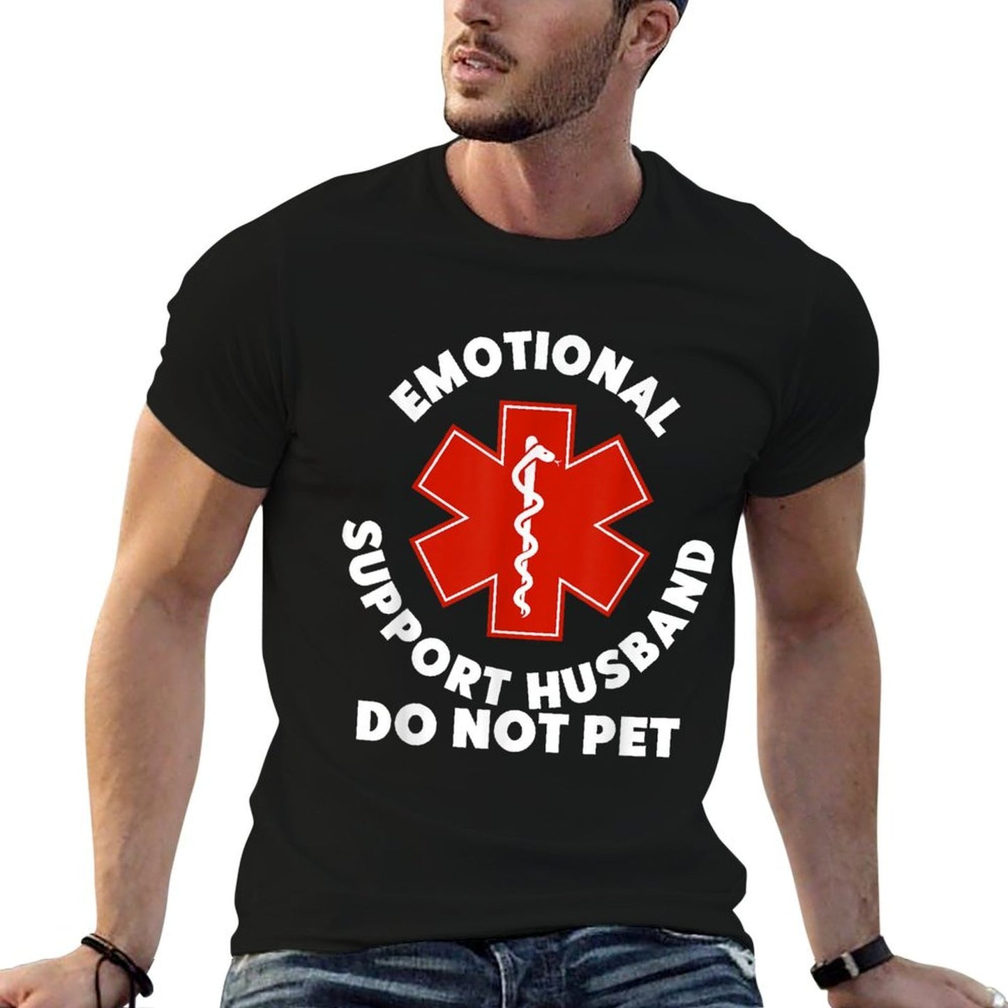Emotional Support Husband Do Not Pet Funny Affordable Price T-Shirt