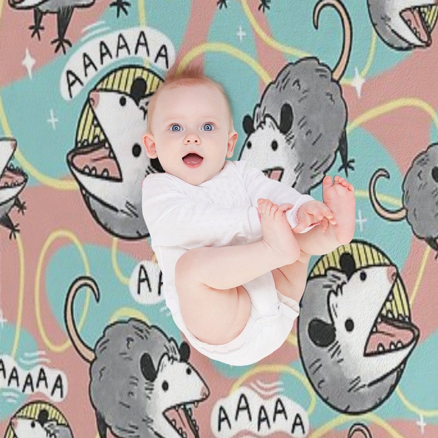Opossum Screm Throw Blanket