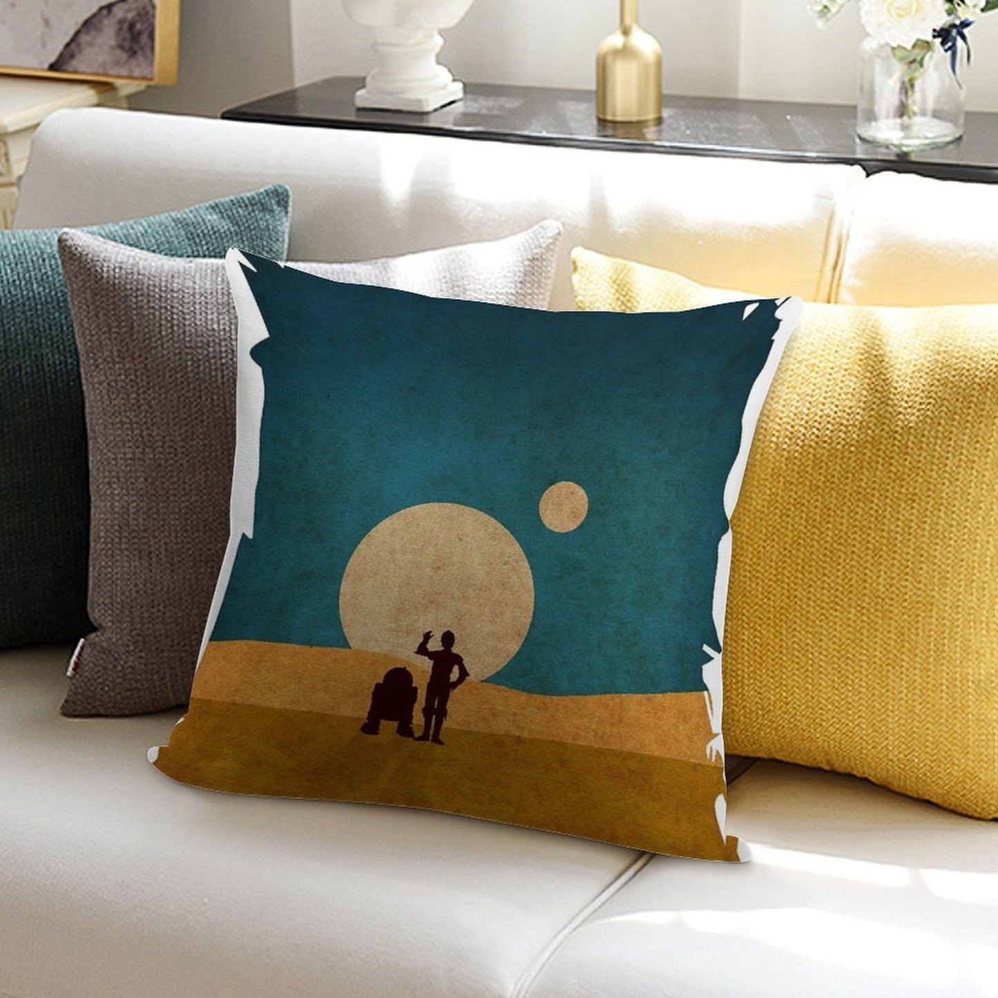 Droids In The Dunes Soft Ultra-Soft Texture Throw Pillow