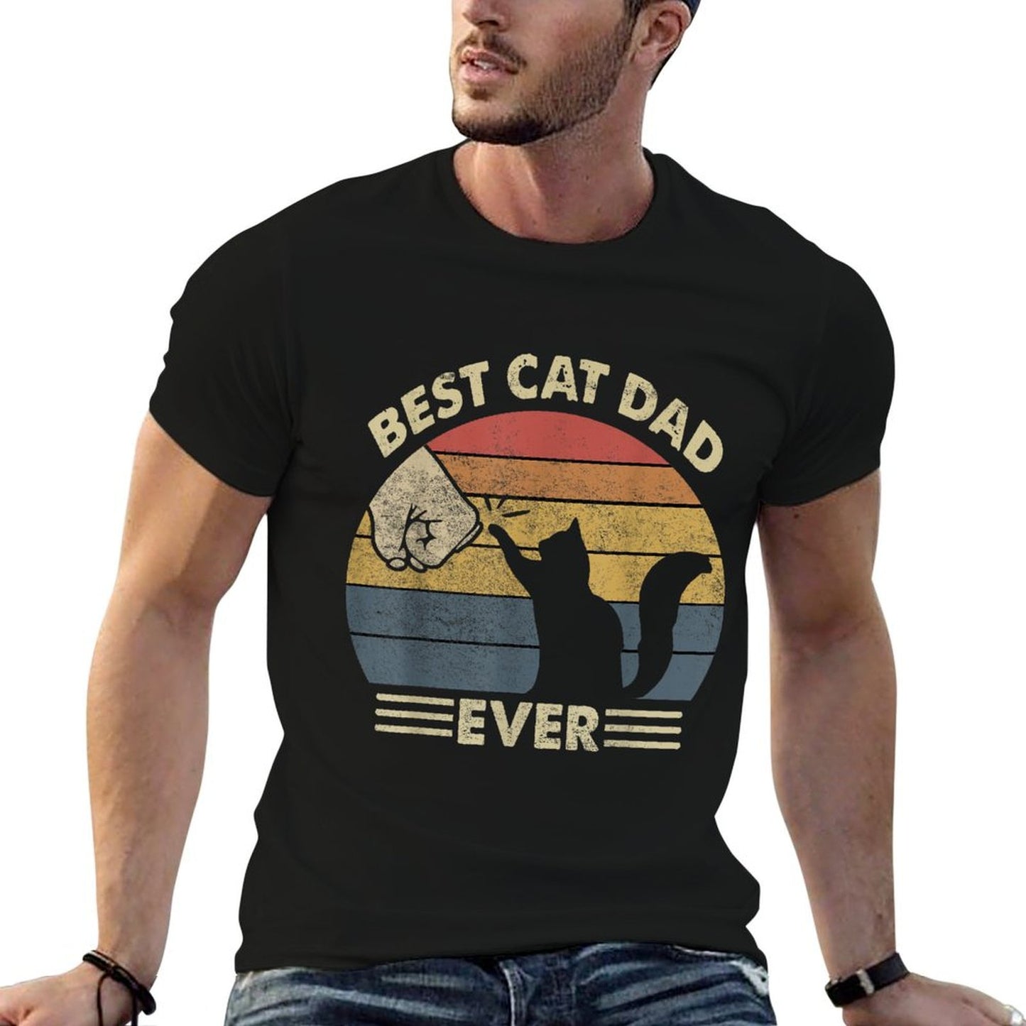 Cat-Shirt Men Best Cat Dad Ever Funny Dad T-Shirt