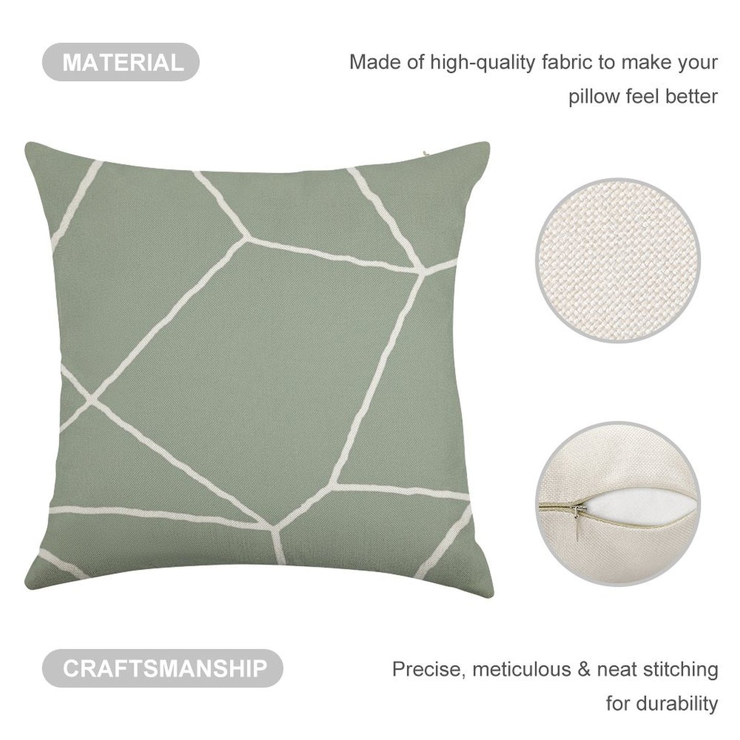 Geometric Sage Green Throw Pillow Linen Throw Pillow Cover