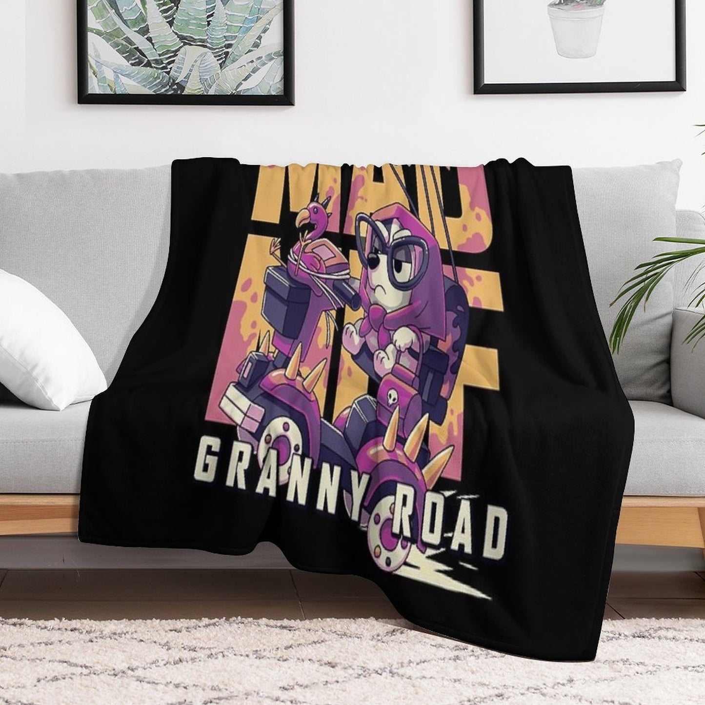 Mad Muf Granny Road Muffin Heeler, Aussie Dog, Bingo, Bandit, Chilli Throw Blanket