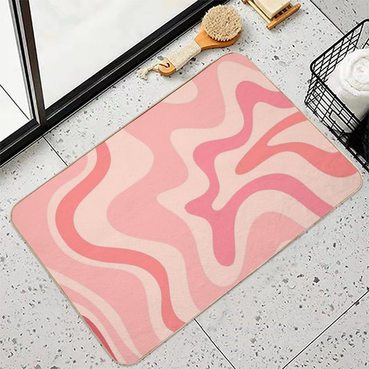 Liquid Swirl Retro Contemporary Abstract in Soft Blush Pink Bath Mat