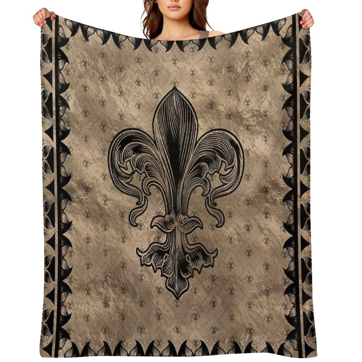 Fleur-de-lis - Black And Gold Throw Blanket