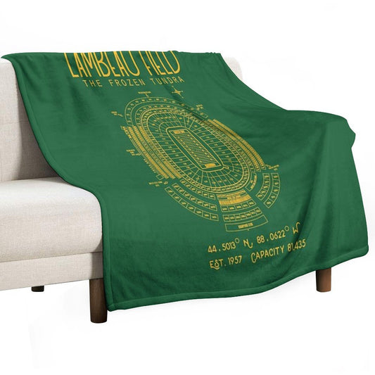 Green Bay Packers Lambeau Field Stadium Poster Print Throw Blanket