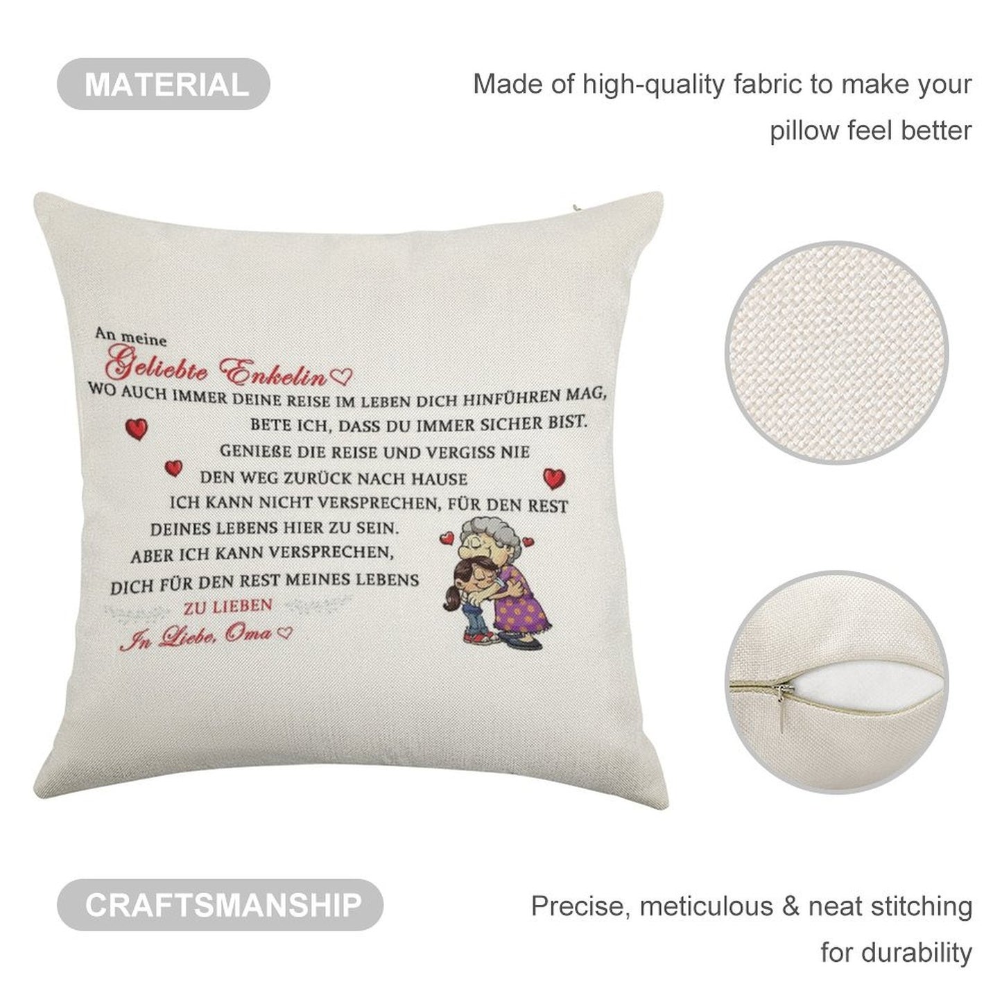 Gift for The Beloved Granddaughter Linen Throw Pillow Cover