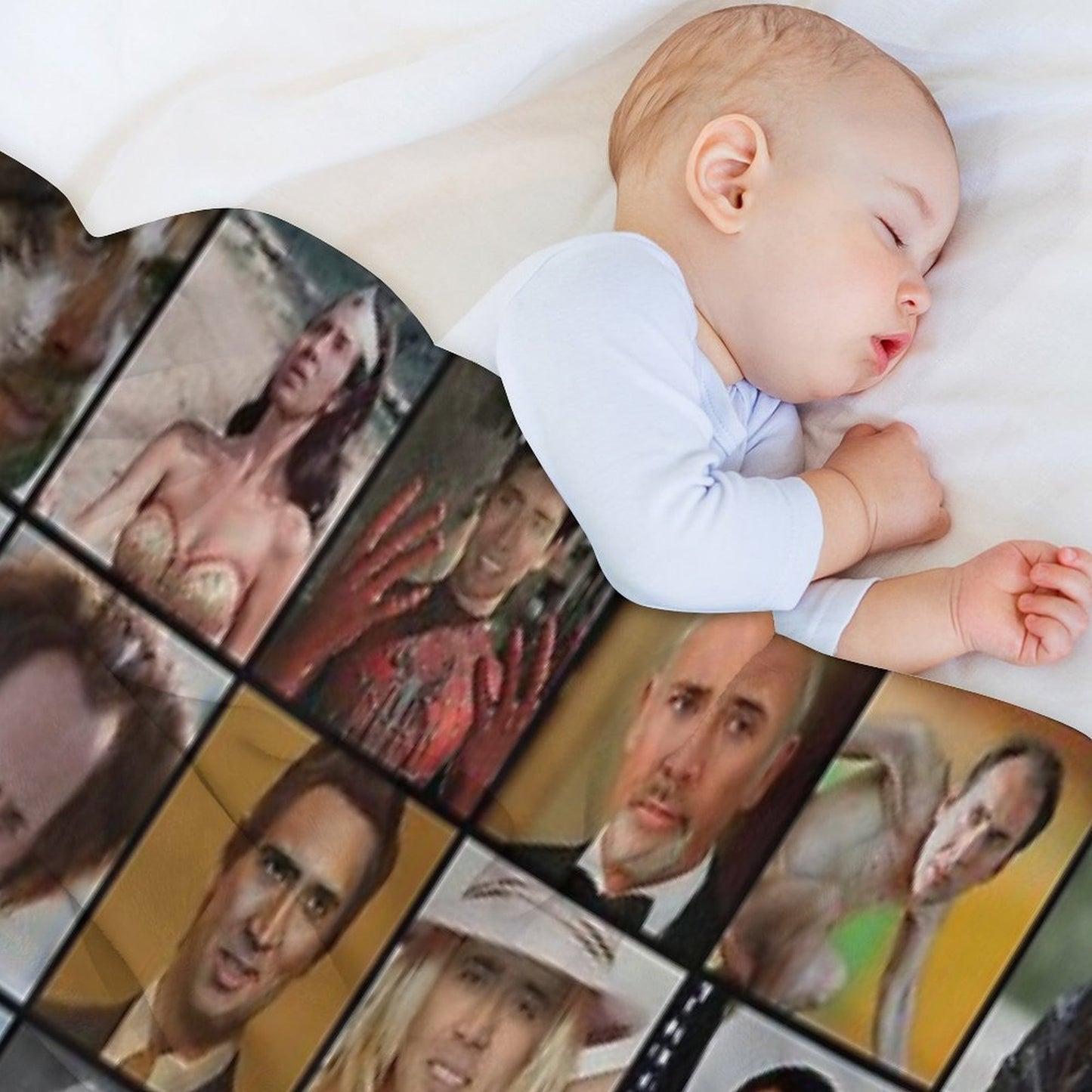 Nicholas Cage Pattern - Nicolas Cage - Nick Cage Nic Cage Throw Blanket