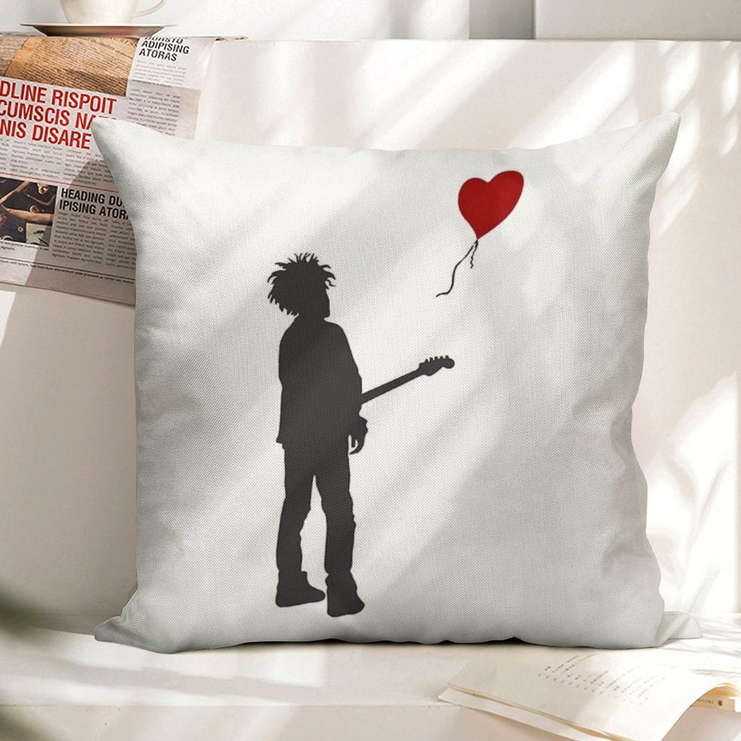 ROBERT THE CURE SMITH X BANKSY Linen Throw Pillow Cover