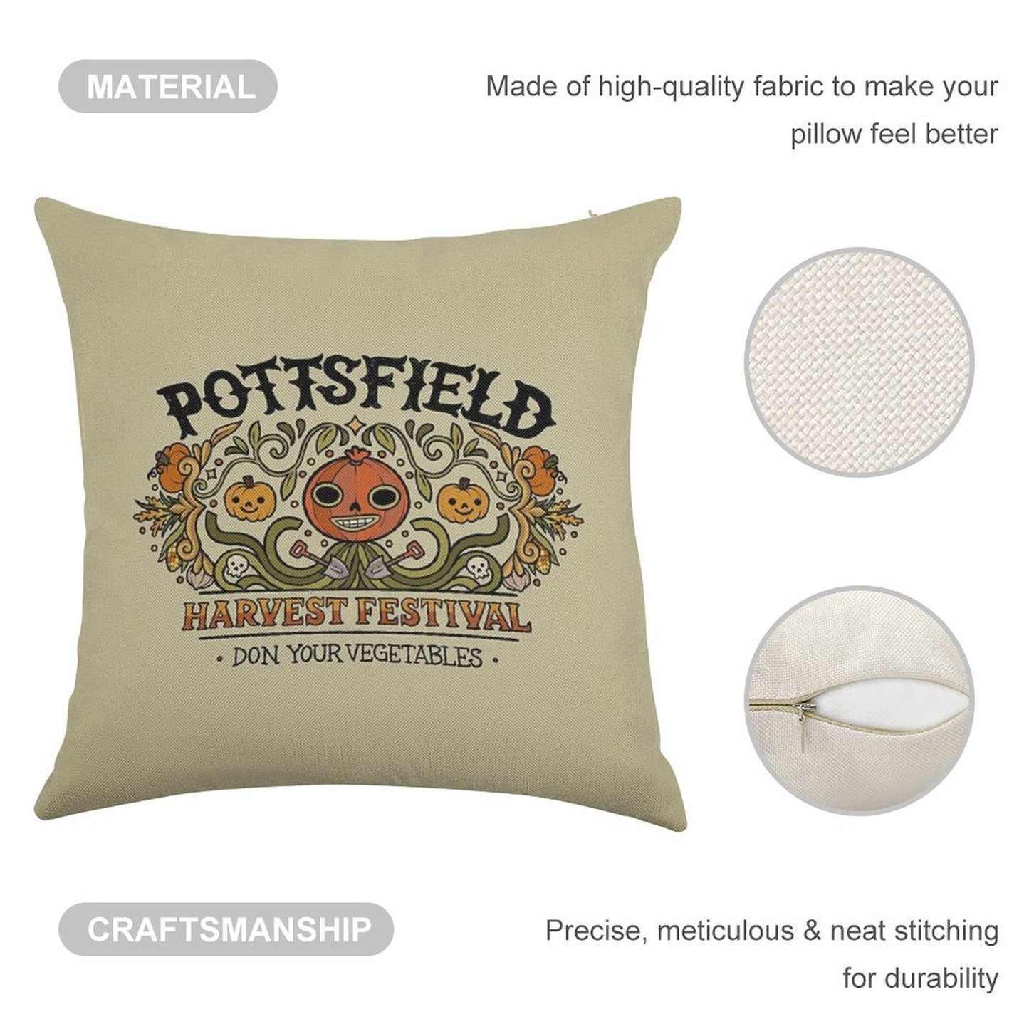 Pottsfield Harvest Festival Linen Throw Pillow Cover