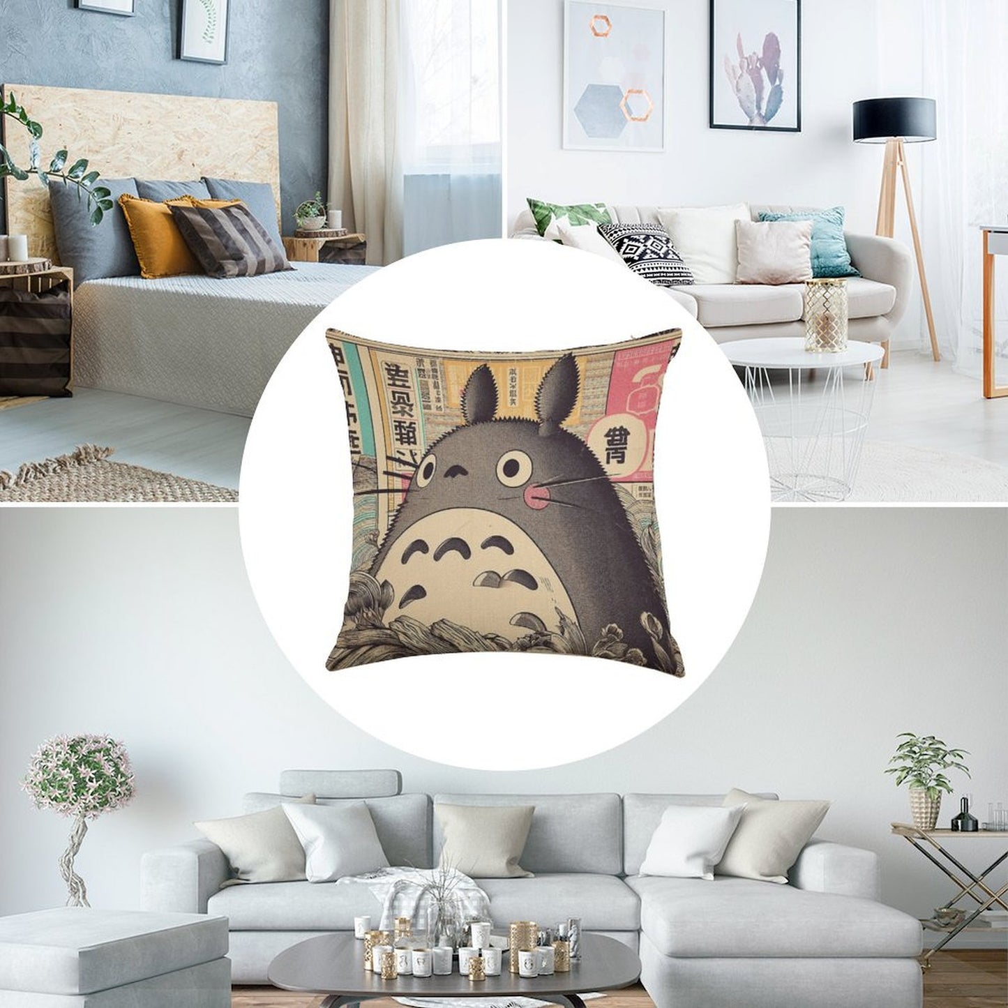 Vintage Japanese Poster Japanese Icon with Retro Charm Linen Throw Pillow Cover