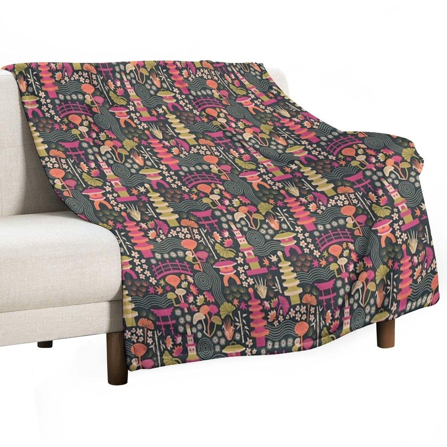 Zen Garden Based on The Japanese Tea Garden in Golden Gate Park Throw Blanket