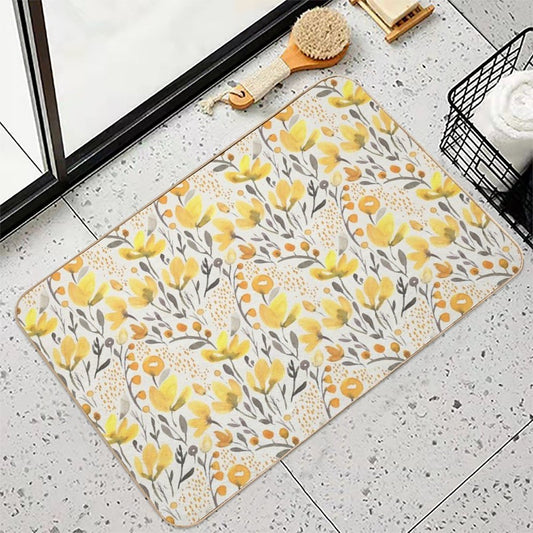 Yellow Field Slip-Resistant Bath Mat