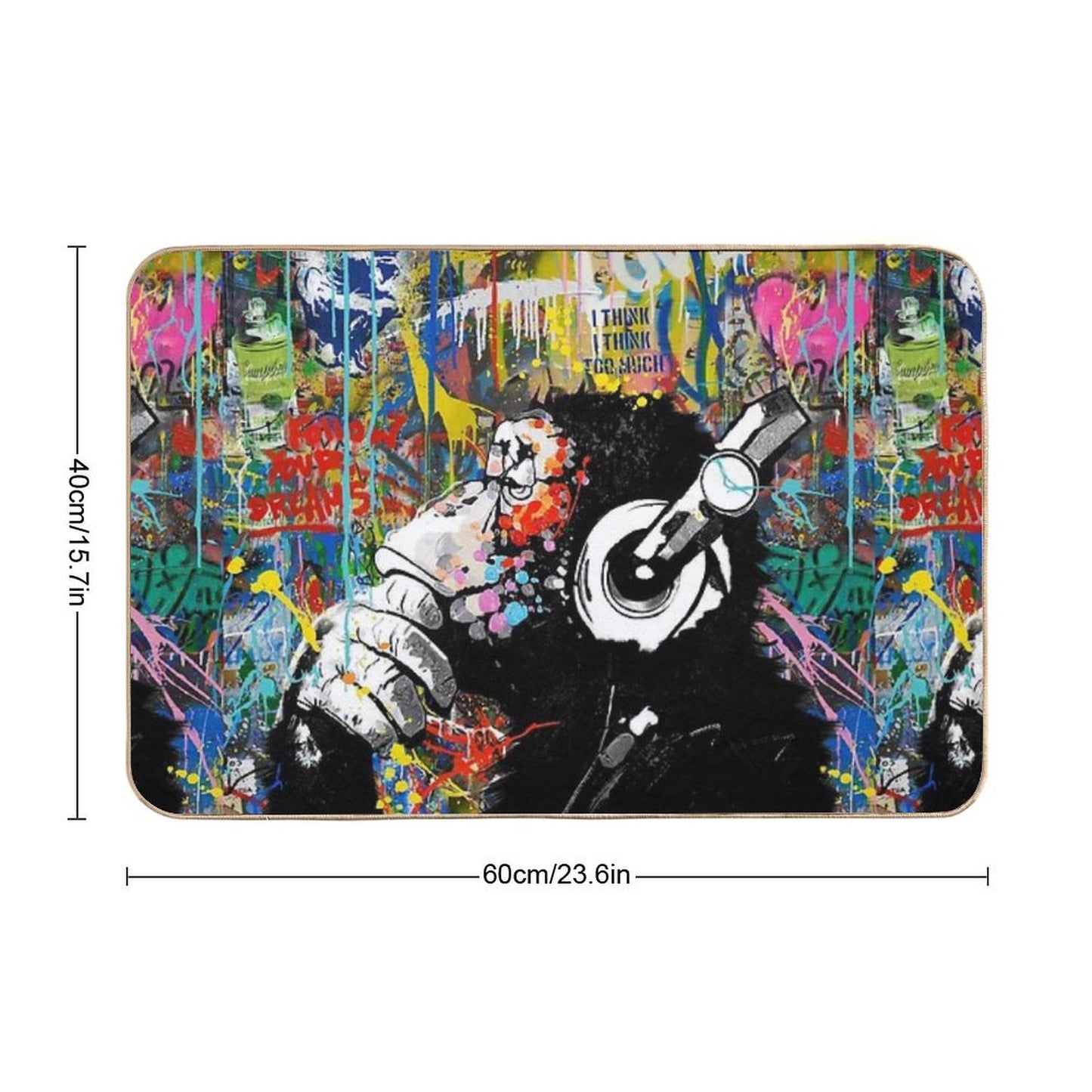 Monkey Thinker - Banksy Urban Contemporary Colorful Street Art - DJ Chimp Bath Mat