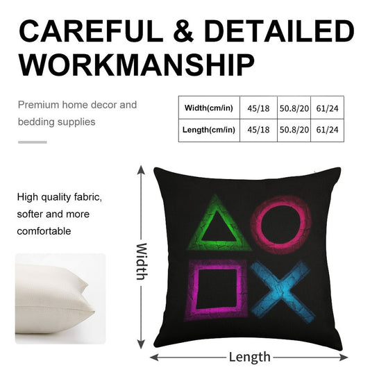 Buttons Linen Throw Pillow Cover