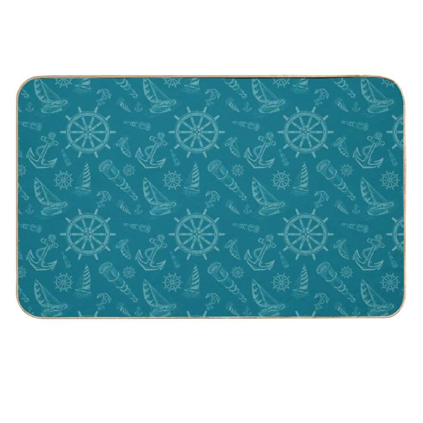 New Nautical Sketches Tone on Tone Using Florida Color Palette by Benjamin Moore- Naples Blue Absorbent Bath Mat
