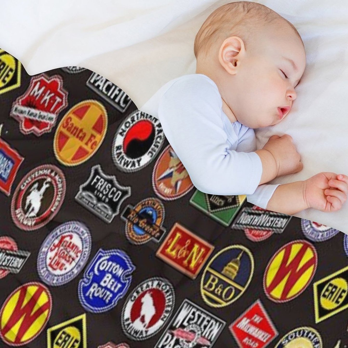 Vintage Defunct Railroad Railway Logos - Trains Hobby Throw Blanket