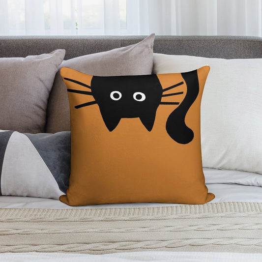 Funny Black Cat Soft Shrink-Resistant Throw Pillow