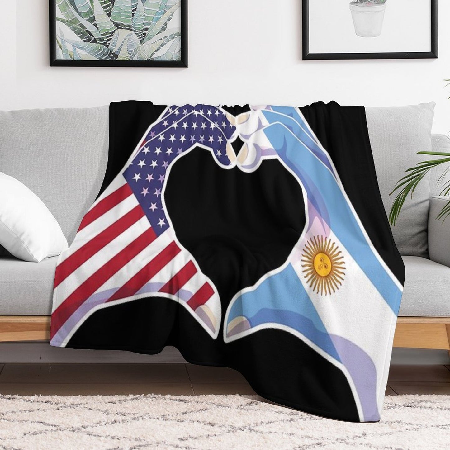 Argentina Argentine Argentinean Argentinian USA United States American America Love Heart Peace Throw Blanket