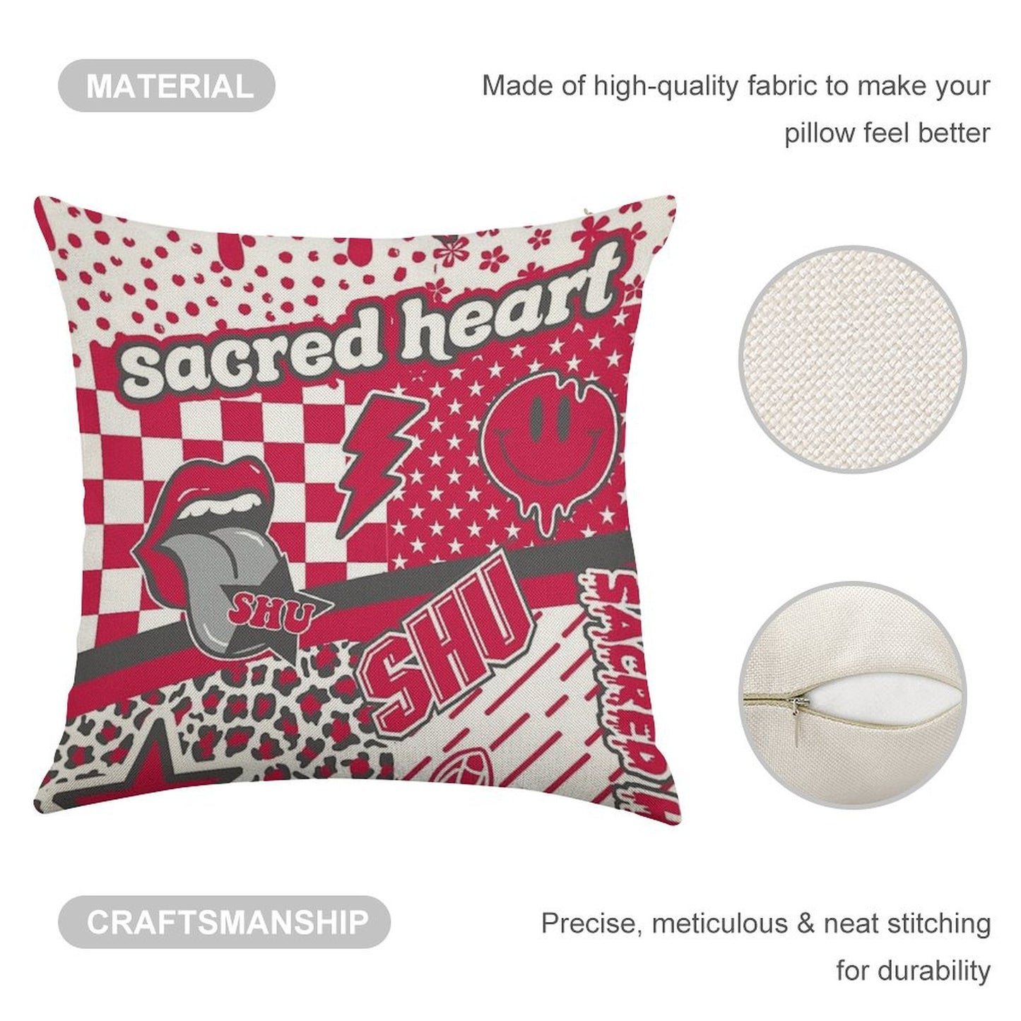 Sacred Heart Linen Throw Pillow Cover