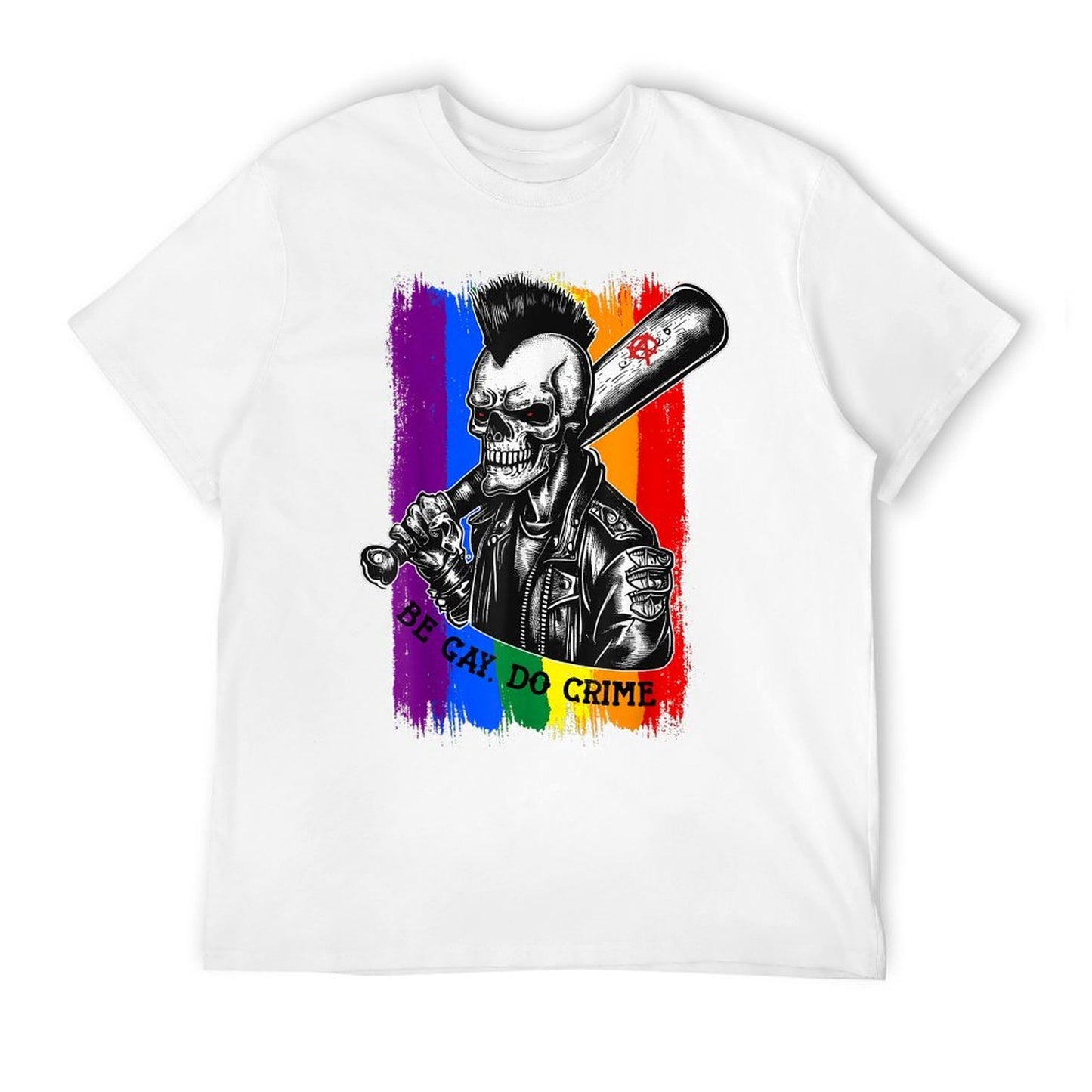 BE GAY DO CRIME Skull Queer Punk Queercore Rainbow Meme Moisture-wicking T-Shirt