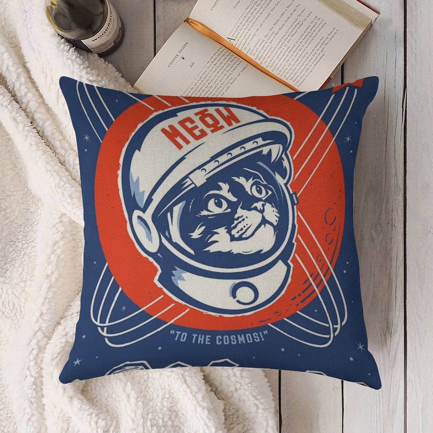 BELIEVE! To The Cosmos - Meow, Long Live The Kitty! Linen Throw Pillow Cover