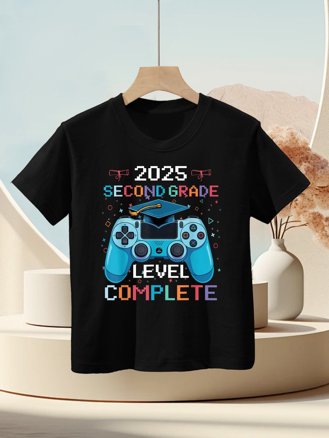 2nd Grade Level Complete Video Gamer Boy Graduation Kids T-Shirt