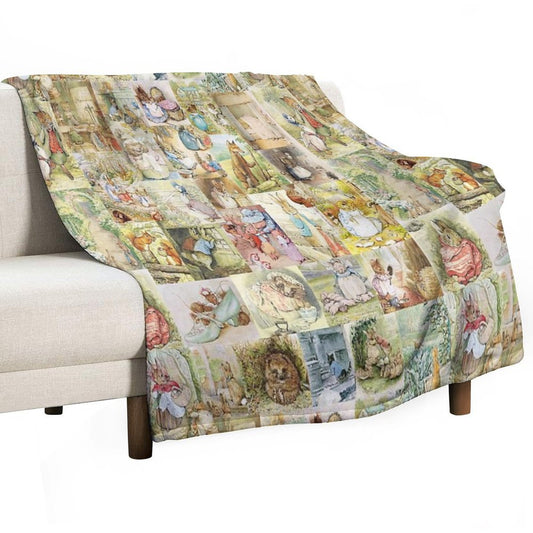 Beatrix Potter Collage Throw Blanket
