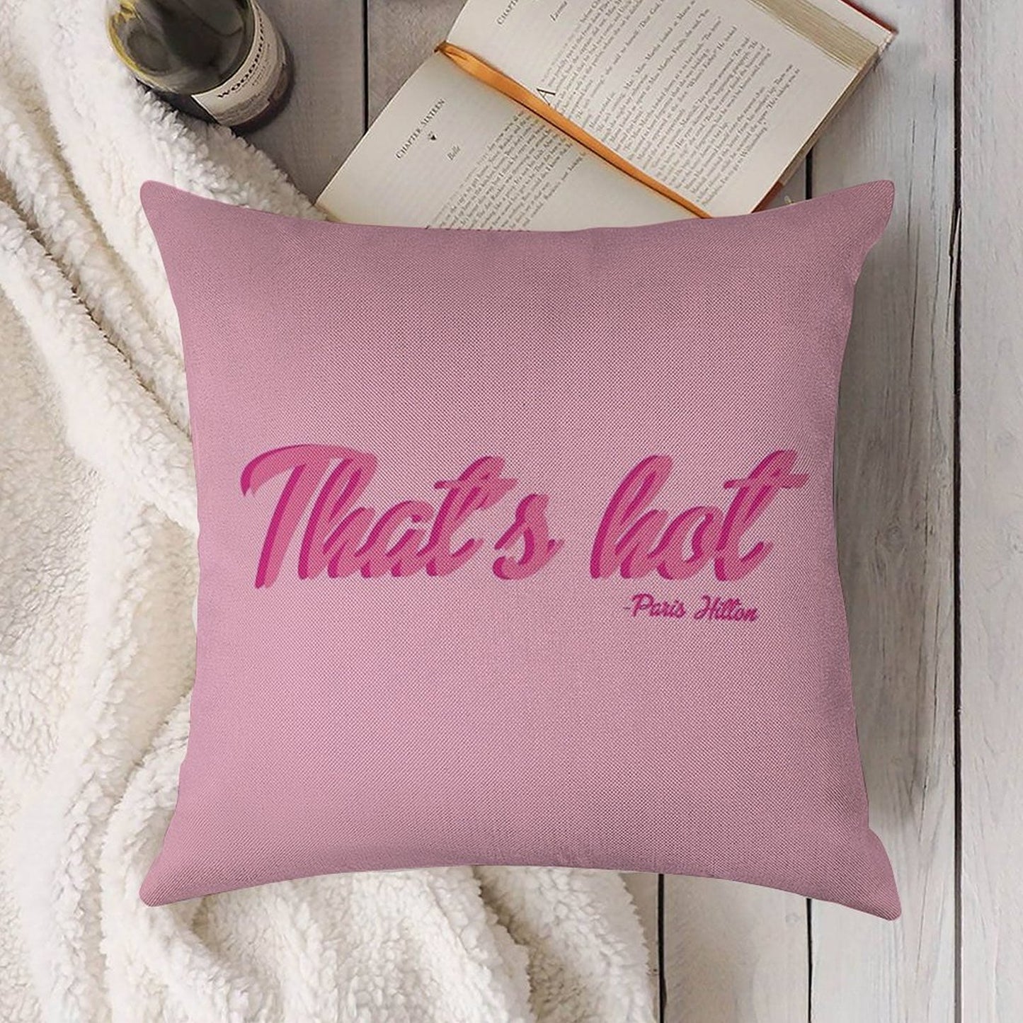 That's Hot Paris Hilton Text Print Linen Throw Pillow Cover