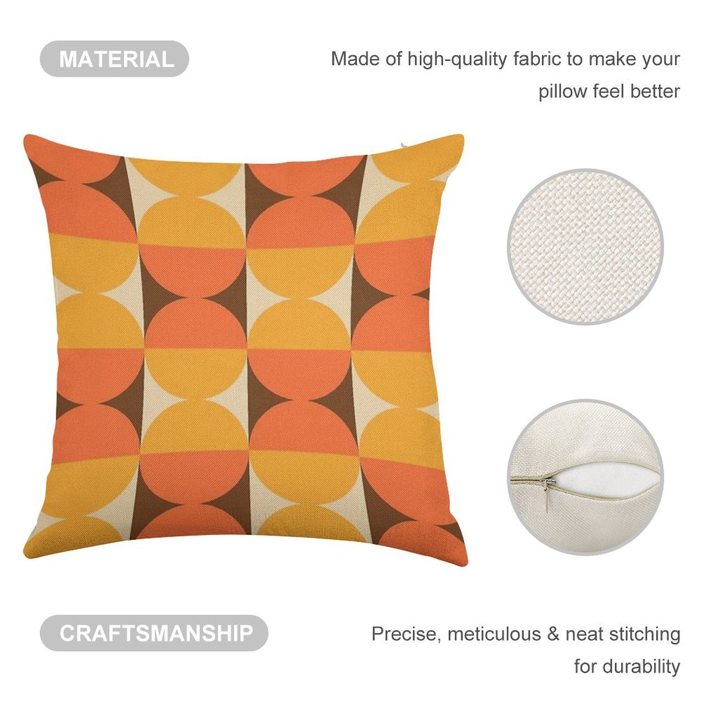 Mid Century Modern Geometric Abstract Pattern 727 Linen Throw Pillow Cover
