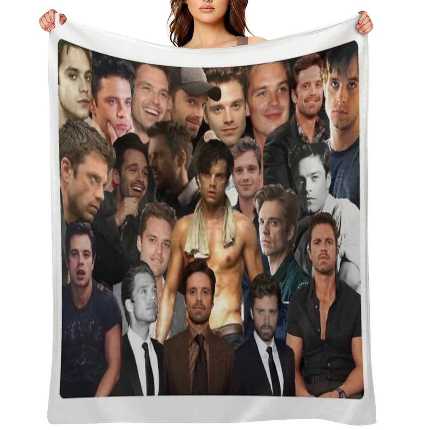 Sebastian Stan Collage Throw Blanket