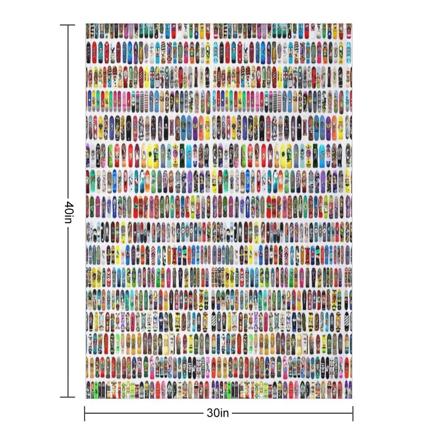Vintage Skateboard Print Throw Blanket