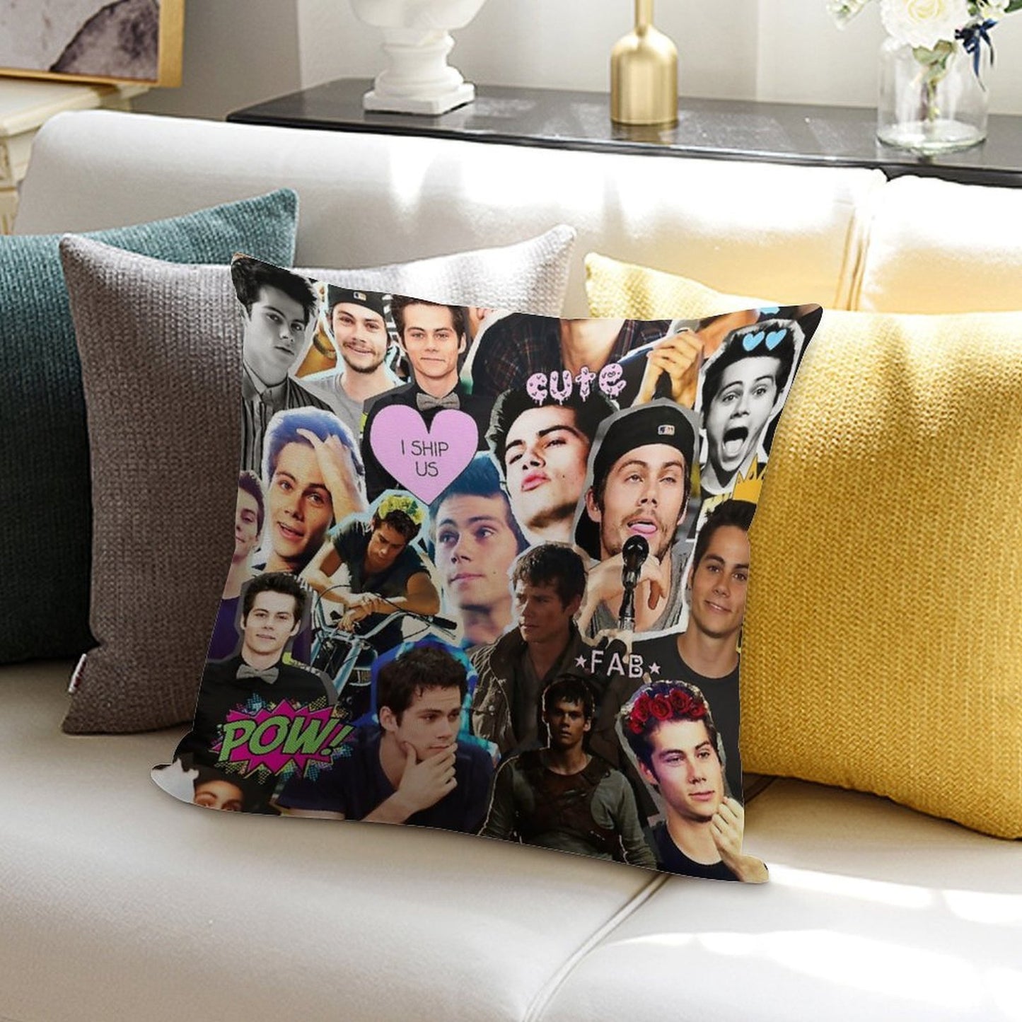 Dylan O'Brien Collage Soft Skin-Friendly Throw Pillow