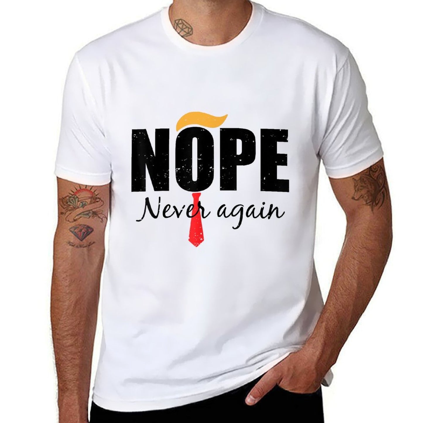 Nope Never Again Funny Trump Hair Breathable T-Shirt