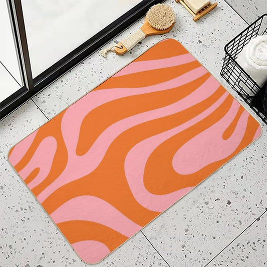 Abstract Retro 70s Orange Pink Bath Mat