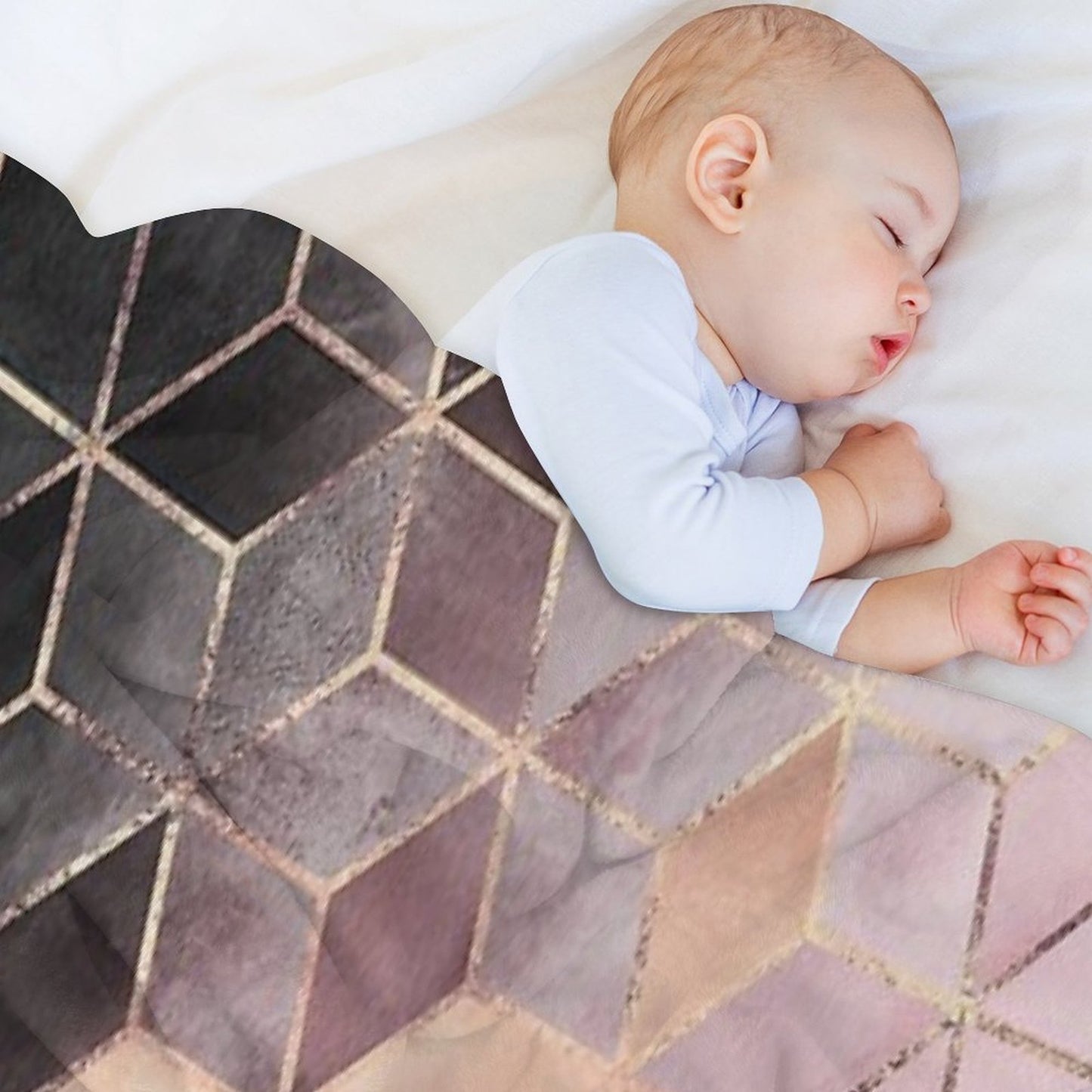 Pink And Grey Gradient Cubes Throw Blanket
