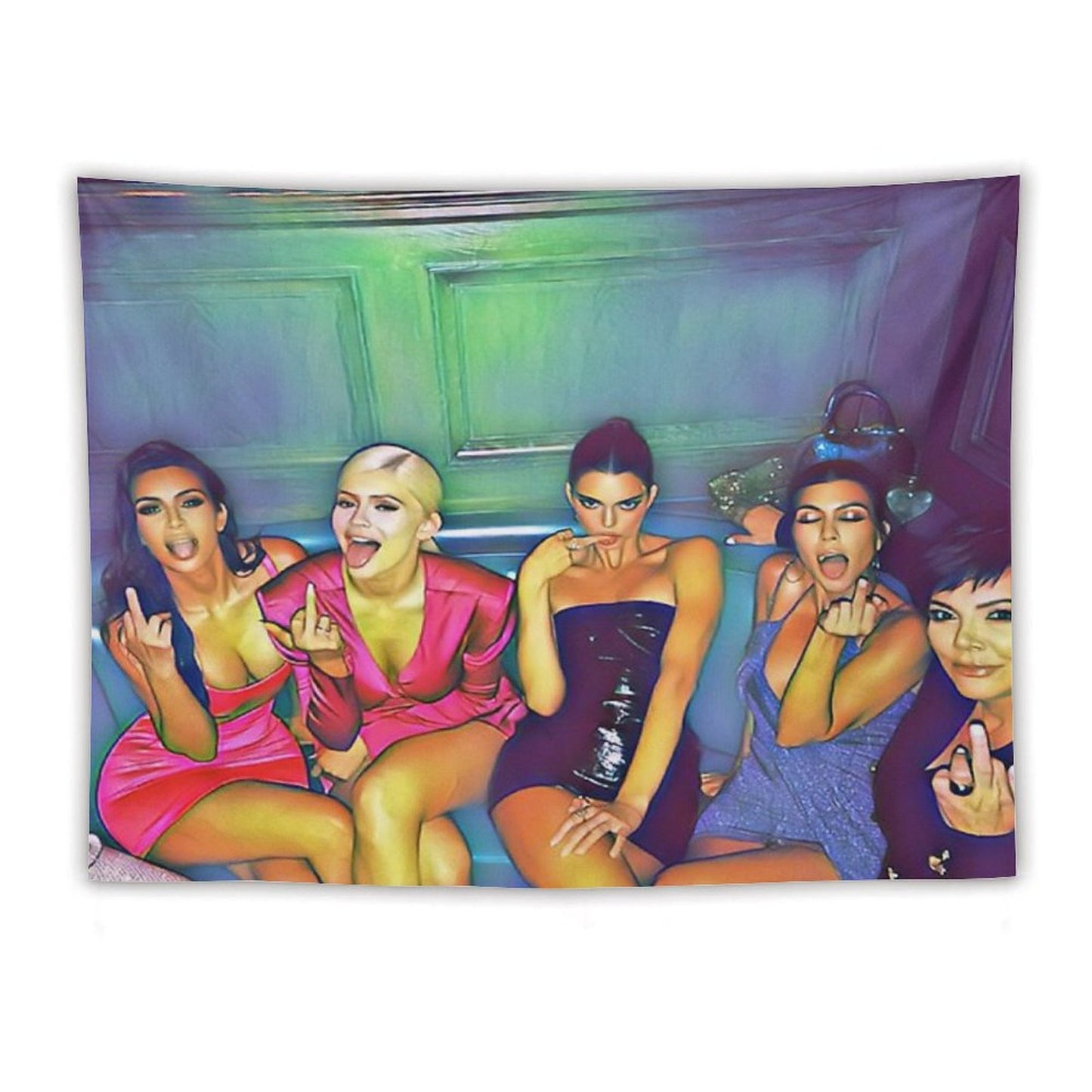 Kardashian Family Middle Finger Enhanced Image Tapestry