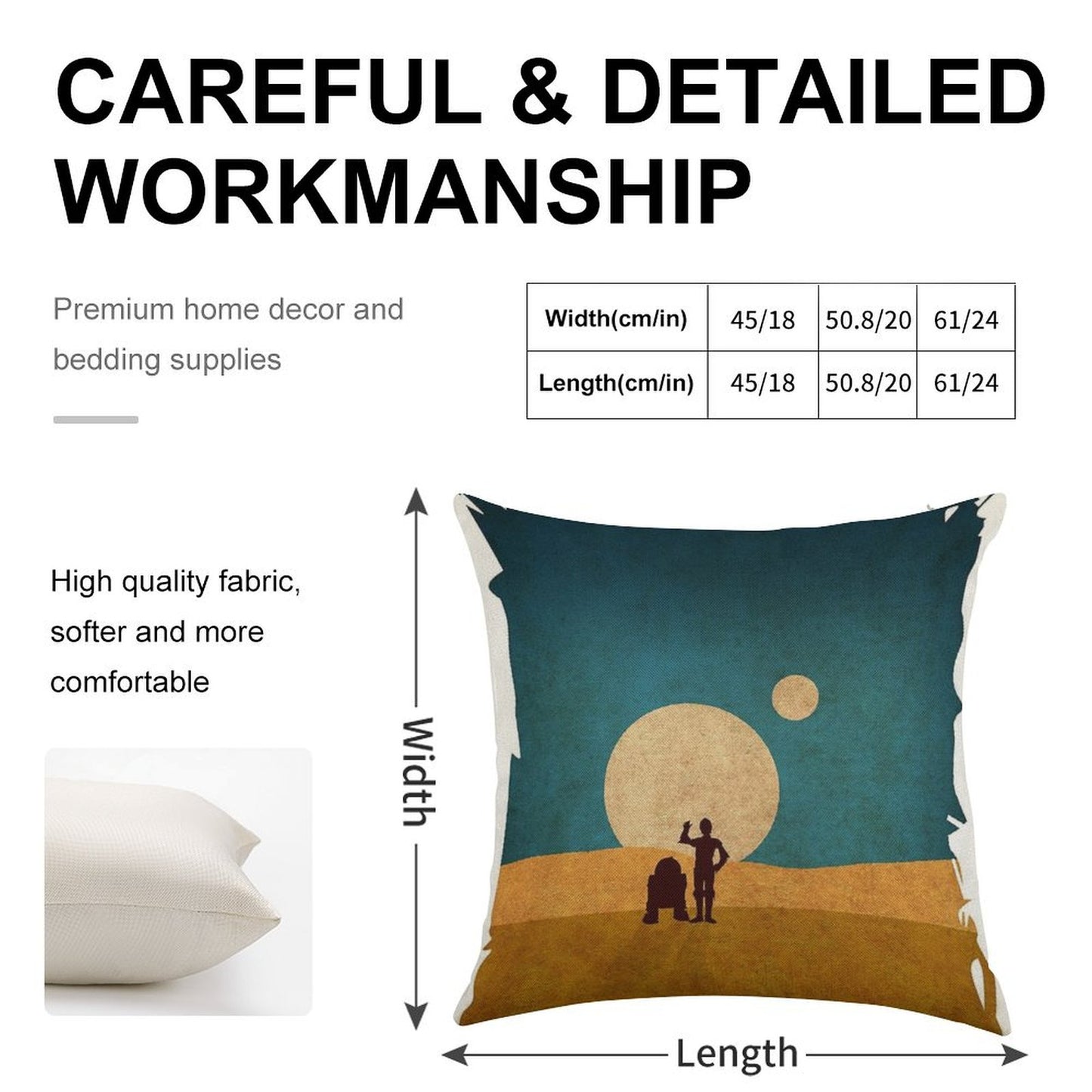 Droids In The Dunes Linen Throw Pillow Cover