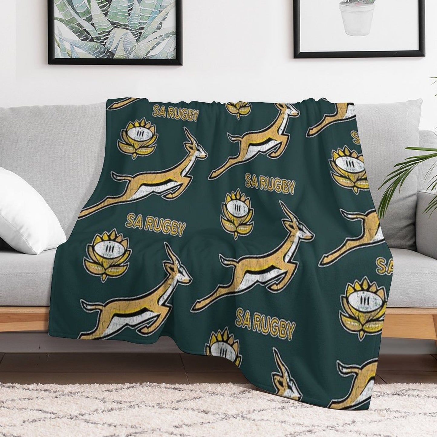 SA Rugby - Vintage Springbok Logo Throw Blanket