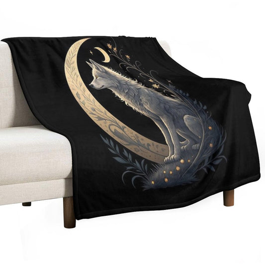 Moonlight Wolf Throw Blanket