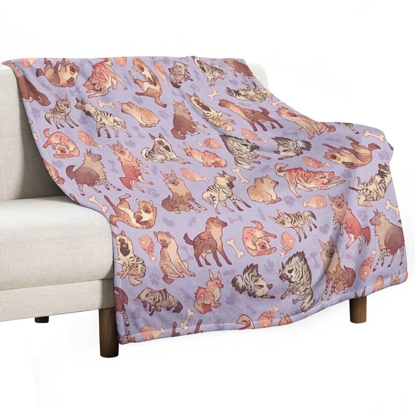 Hyenas in Lavender Throw Blanket
