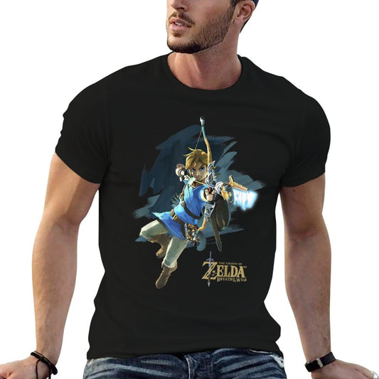 Zelda Breath Of The Wild Link Jump Bow Shot Graphic Relaxed-fit T-Shirt