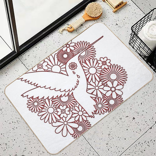 Picaflor Red Flowers Day of Dead Picaflor Clothing Absorbent Bath Mat