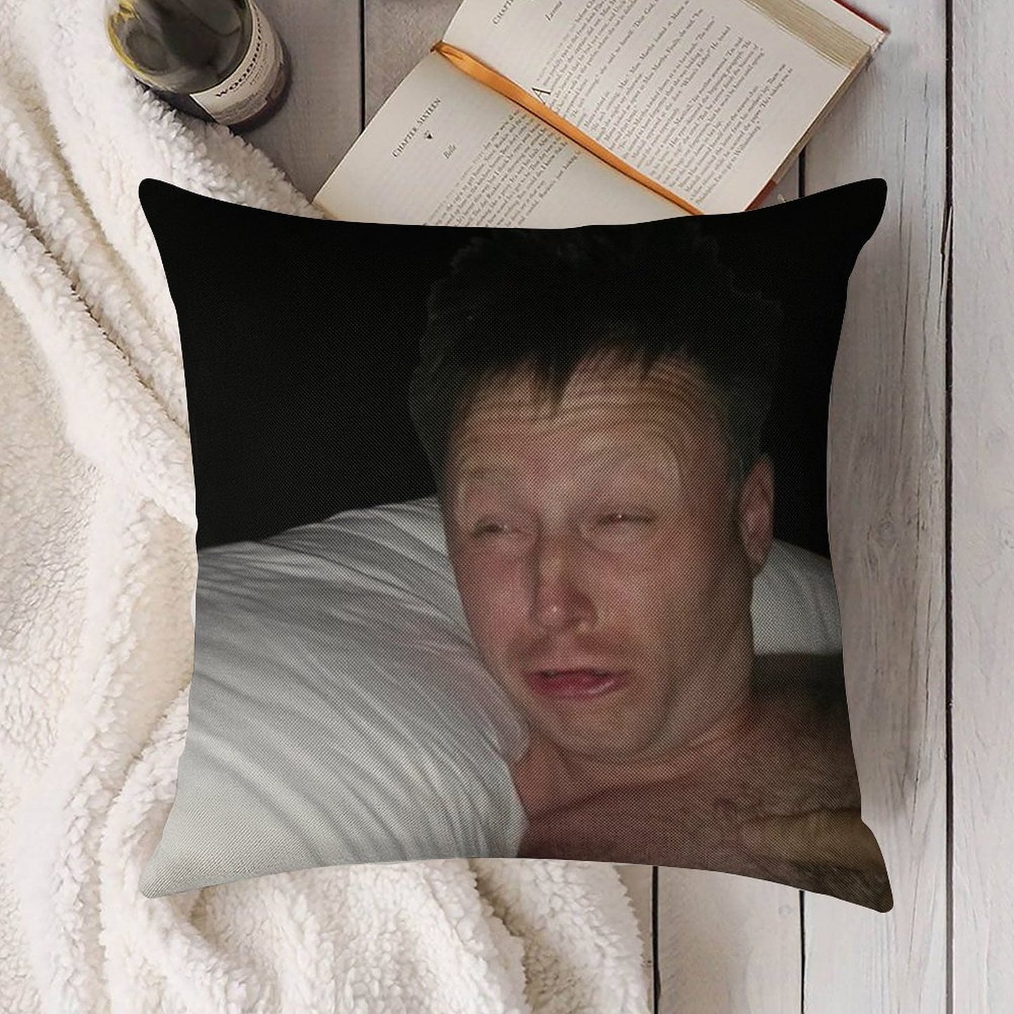 Limmy Waking Up Linen Throw Pillow Cover