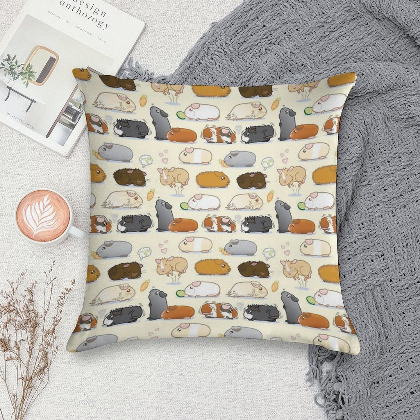 Guinea Pig Parade Soft Shrink-Resistant Throw Pillow