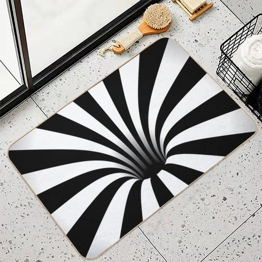 Optical Illusion Black Hole Lines (BlackWhite) Bath Mat