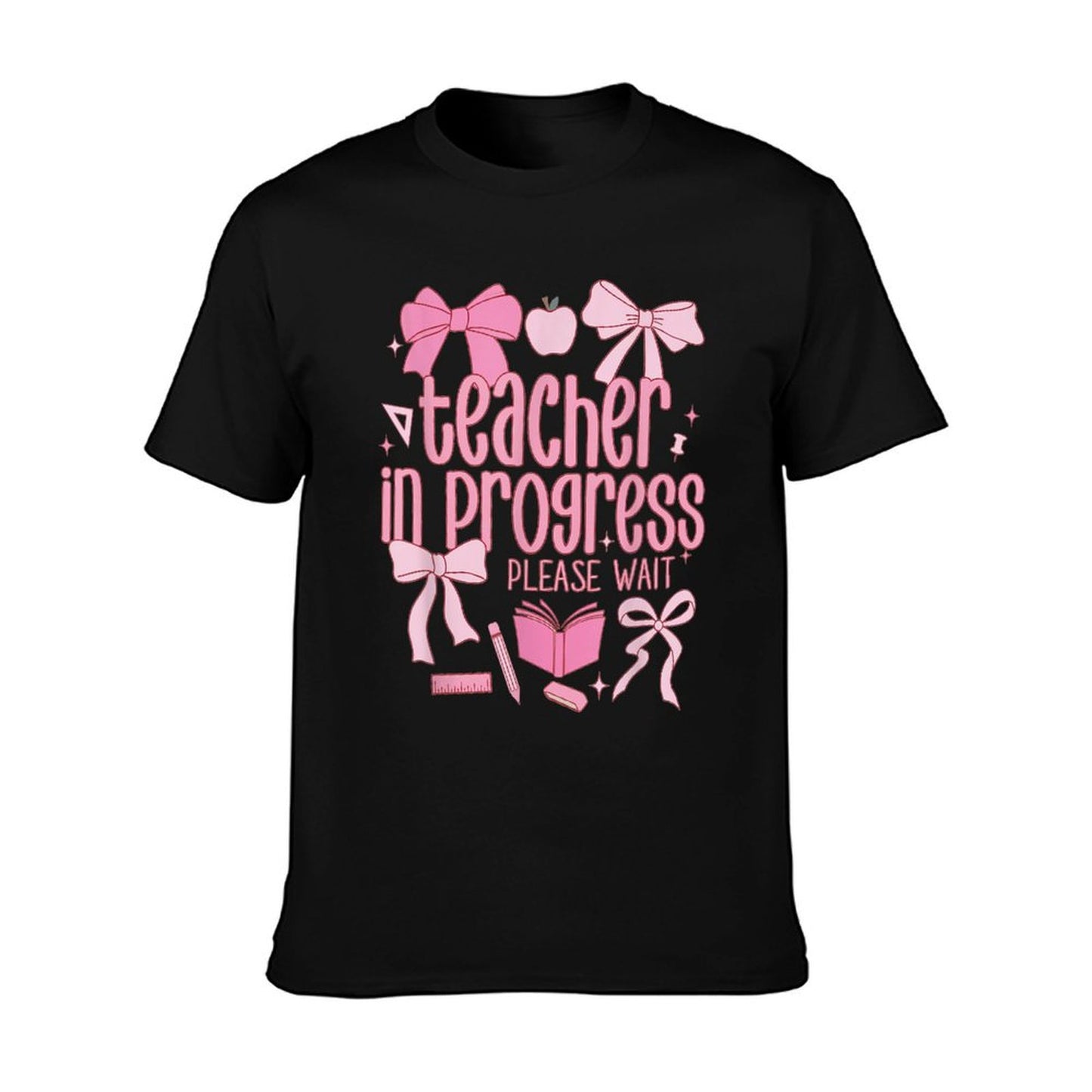 Women Teacher in Progress Coquette Pink Bow Future Teacher T-Shirt