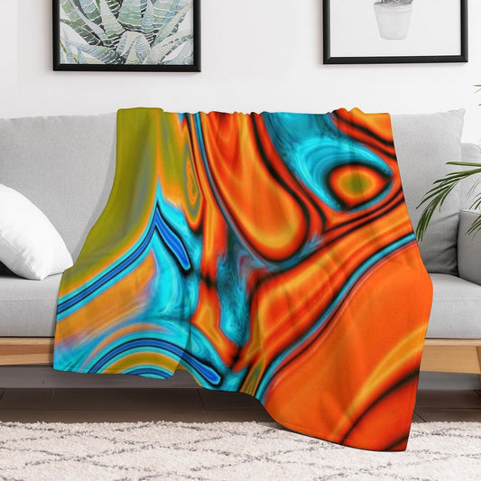 Vivid Modern Southwest Hipster Turquoise Orange Swirls Throw Blanket